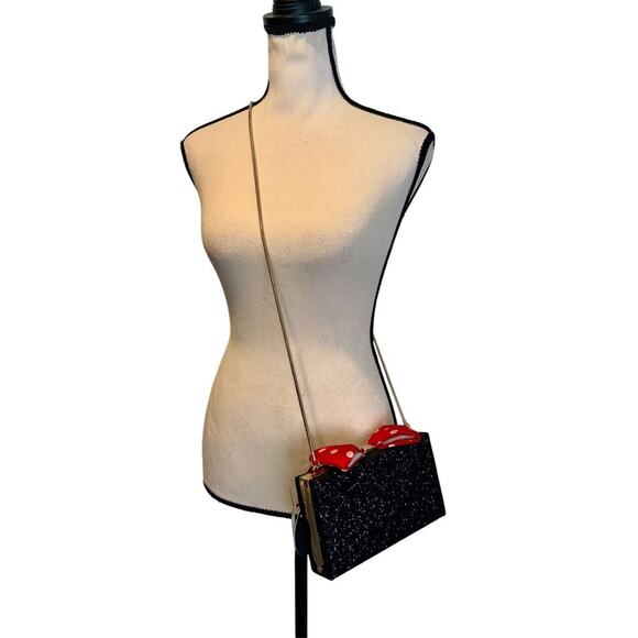 Kate Spade Minnie Mouse Black Glitter Bow Bag - Picture 4 of 10
